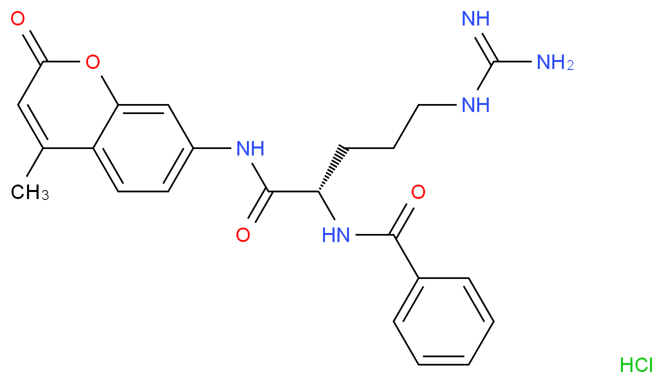 Nα-Benzoyl-L-arginine-7-amido-4-methylcoumarin hydrochloride_分子结构_CAS_83701-04-6)