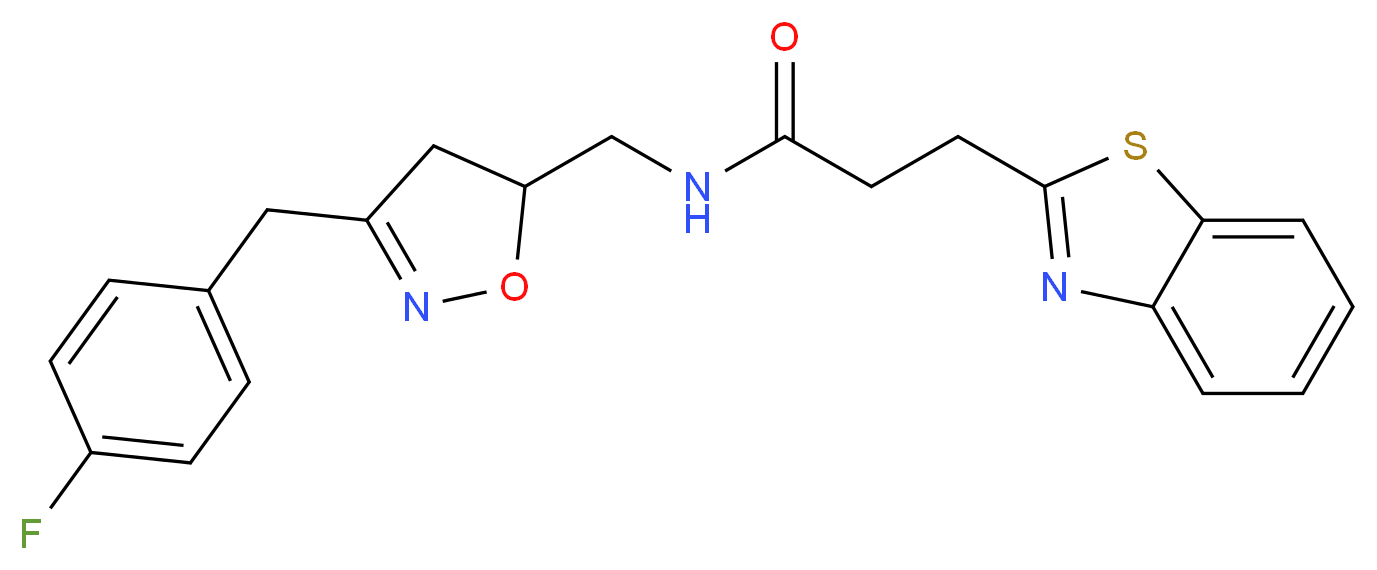 3-(1,3-benzothiazol-2-yl)-N-{[3-(4-fluorobenzyl)-4,5-dihydro-5-isoxazolyl]methyl}propanamide_分子结构_CAS_)