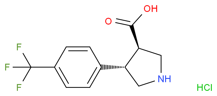 (3R,4S)-4-[4-(trifluoromethyl)phenyl]pyrrolidine-3-carboxylic acid hydrochloride_分子结构_CAS_1049978-66-6