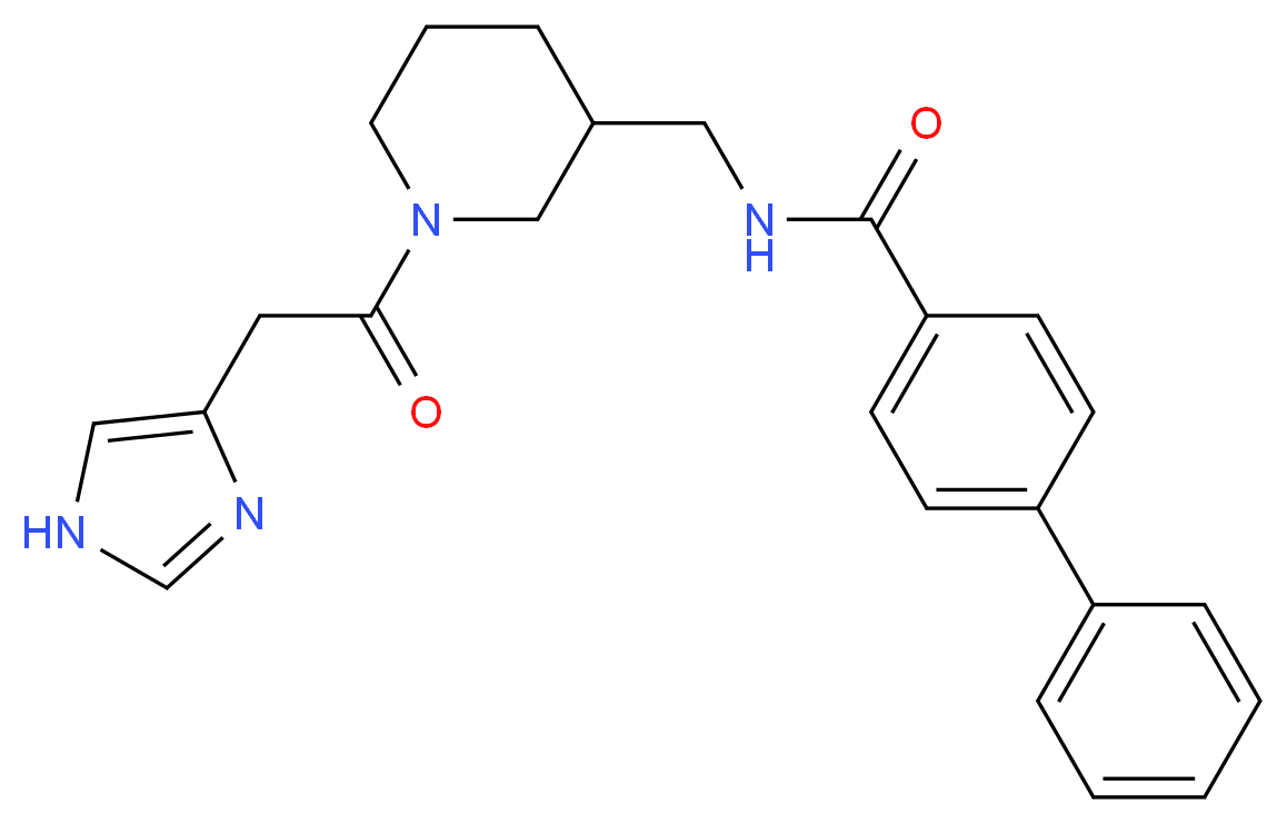 N-({1-[2-(1H-imidazol-4-yl)acetyl]piperidin-3-yl}methyl)biphenyl-4-carboxamide_分子结构_CAS_)