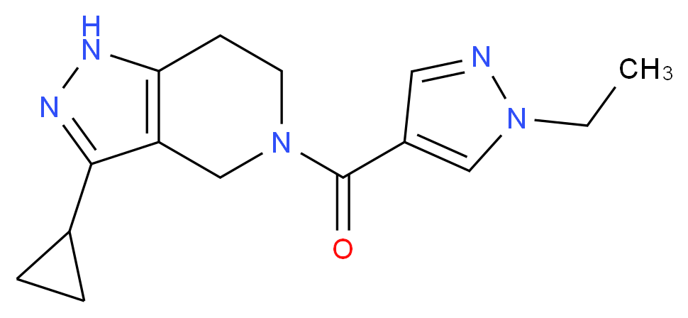 3-cyclopropyl-5-[(1-ethyl-1H-pyrazol-4-yl)carbonyl]-4,5,6,7-tetrahydro-1H-pyrazolo[4,3-c]pyridine_分子结构_CAS_)