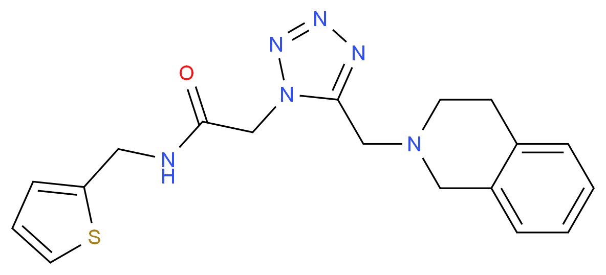 2-[5-(3,4-dihydroisoquinolin-2(1H)-ylmethyl)-1H-tetrazol-1-yl]-N-(2-thienylmethyl)acetamide_分子结构_CAS_)