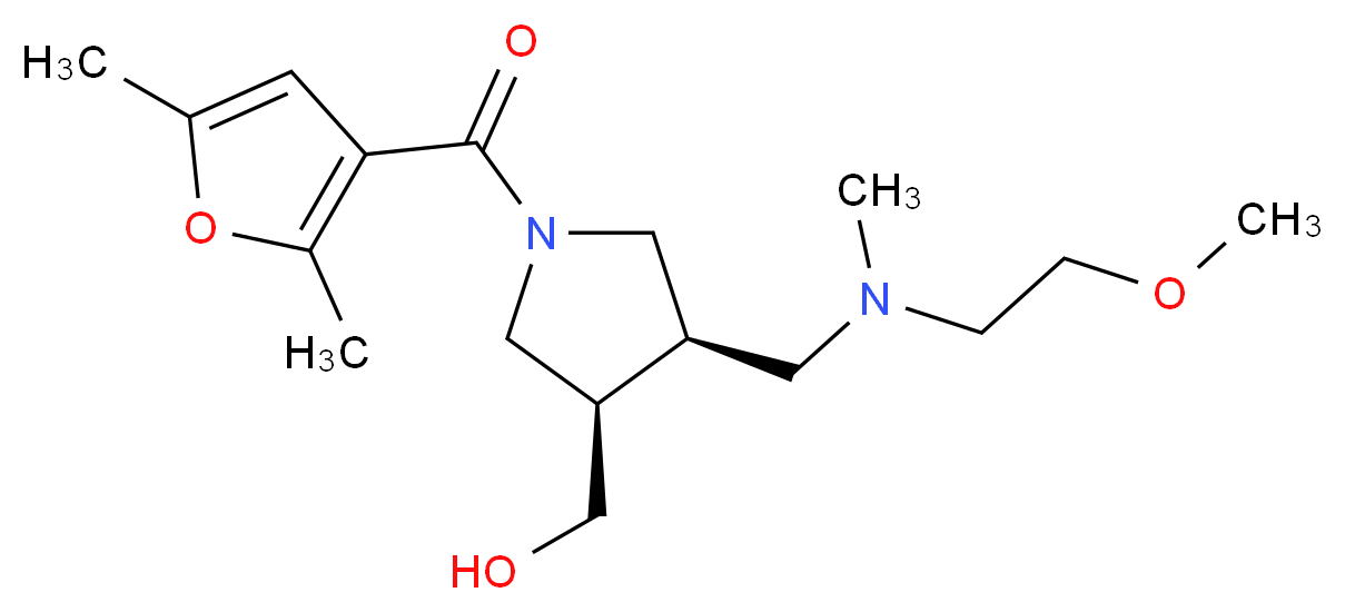 ((3R*,4R*)-1-(2,5-dimethyl-3-furoyl)-4-{[(2-methoxyethyl)(methyl)amino]methyl}pyrrolidin-3-yl)methanol_分子结构_CAS_)