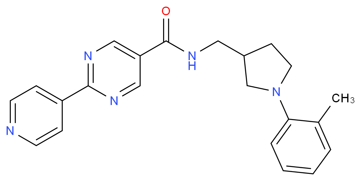 N-{[1-(2-methylphenyl)-3-pyrrolidinyl]methyl}-2-(4-pyridinyl)-5-pyrimidinecarboxamide_分子结构_CAS_)