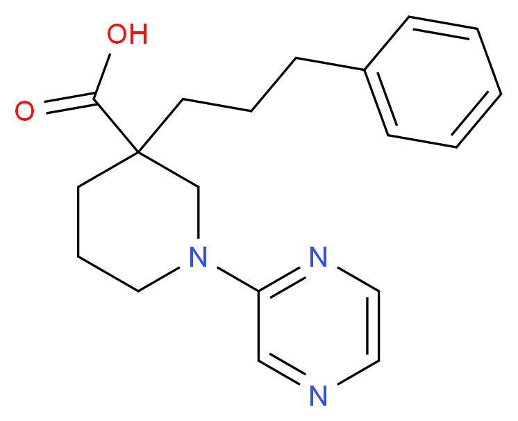 3-(3-phenylpropyl)-1-pyrazin-2-ylpiperidine-3-carboxylic acid_分子结构_CAS_)