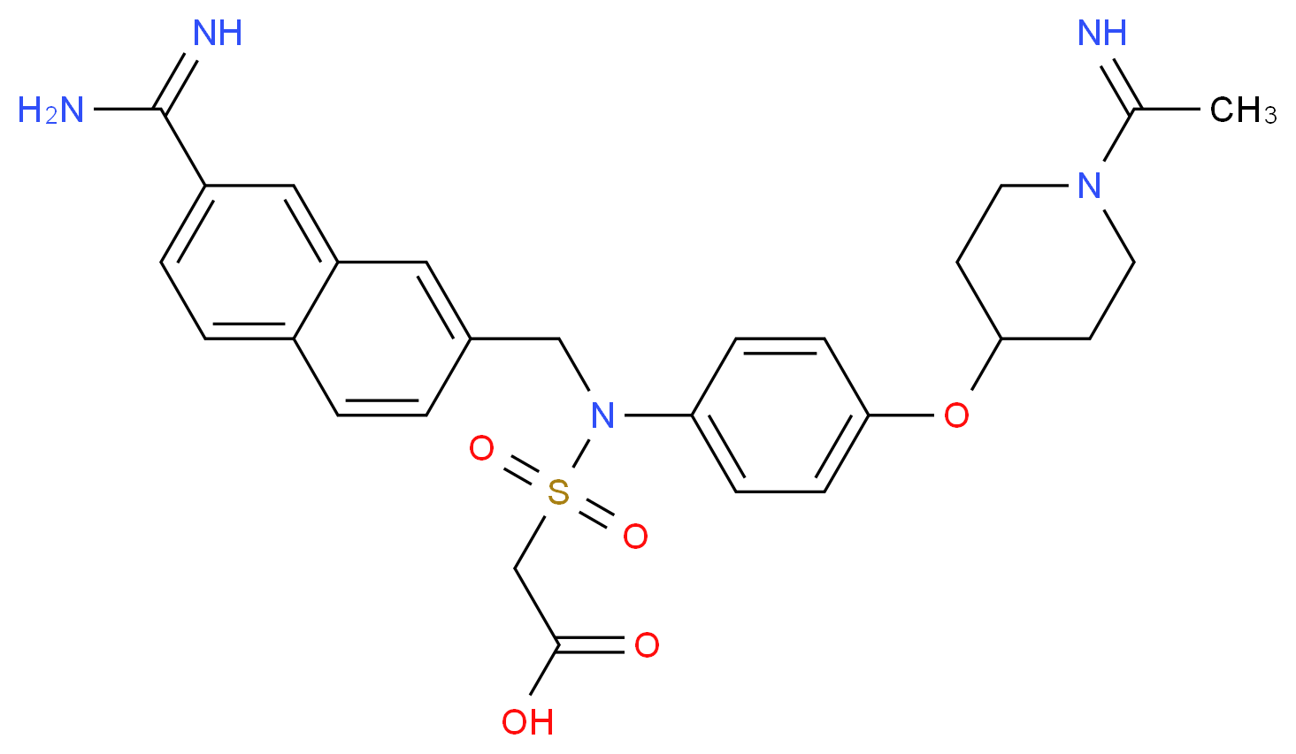 2-{[(7-carbamimidoylnaphthalen-2-yl)methyl]({4-[(1-ethanimidoylpiperidin-4-yl)oxy]phenyl})sulfamoyl}acetic acid_分子结构_CAS_179755-65-8