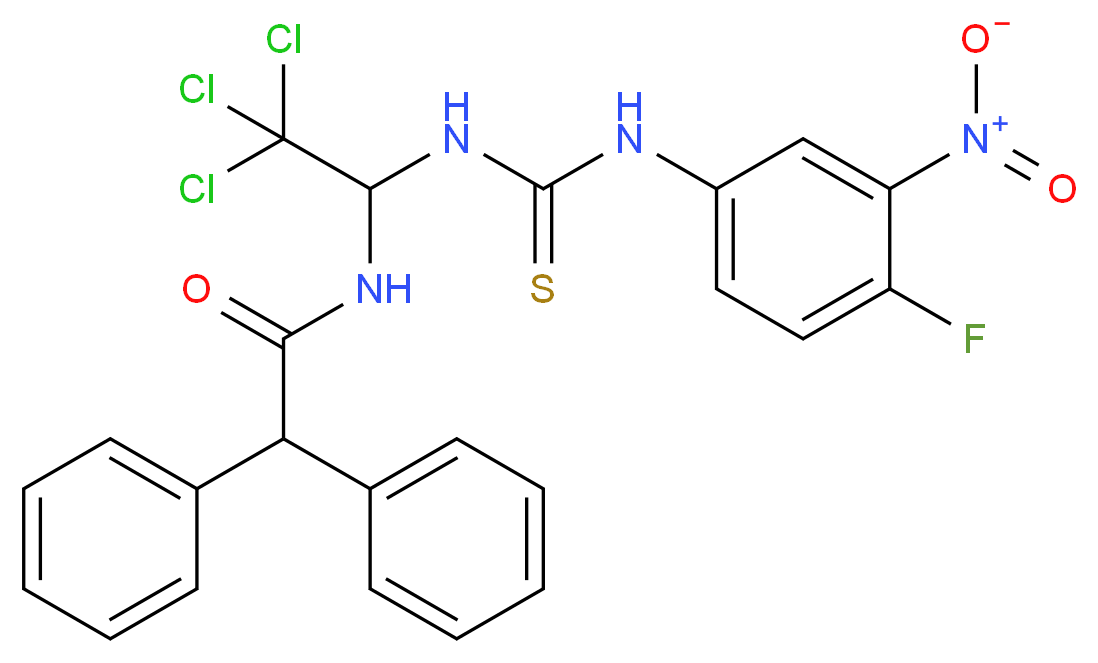 2,2-diphenyl-N-(2,2,2-trichloro-1-{[(4-fluoro-3-nitrophenyl)carbamothioyl]amino}ethyl)acetamide_分子结构_CAS_905973-89-9