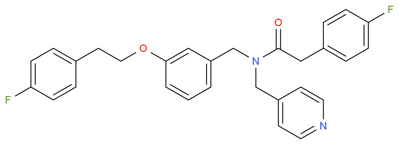 2-(4-fluorophenyl)-N-{3-[2-(4-fluorophenyl)ethoxy]benzyl}-N-(4-pyridinylmethyl)acetamide_分子结构_CAS_)
