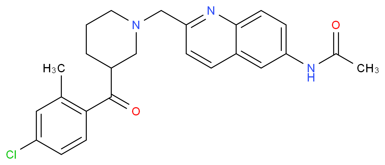 N-(2-{[3-(4-chloro-2-methylbenzoyl)-1-piperidinyl]methyl}-6-quinolinyl)acetamide_分子结构_CAS_)