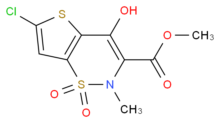 methyl 6-chloro-4-hydroxy-2-methyl-1,1-dioxo-2H-1λ<sup>6</sup>,5,2-thieno[2,3-e][1λ<sup>6</sup>,2]thiazine-3-carboxylate_分子结构_CAS_70415-50-8