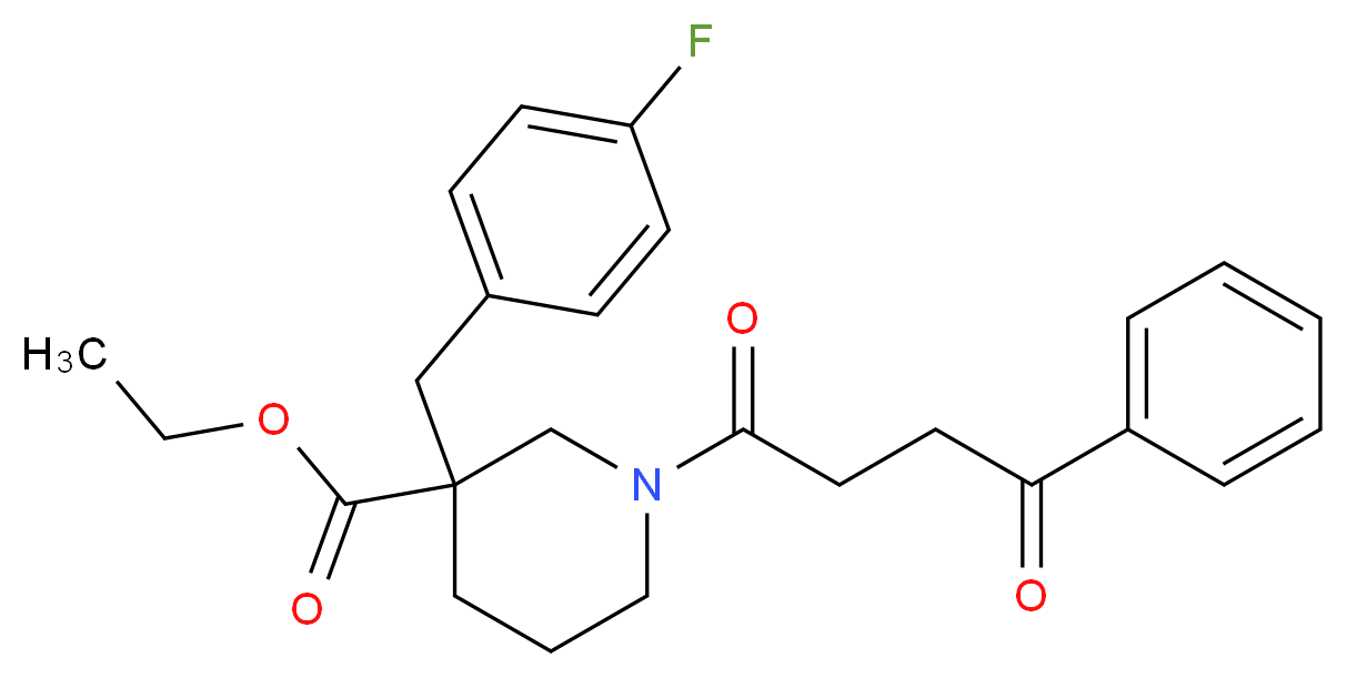 ethyl 3-(4-fluorobenzyl)-1-(4-oxo-4-phenylbutanoyl)-3-piperidinecarboxylate_分子结构_CAS_)