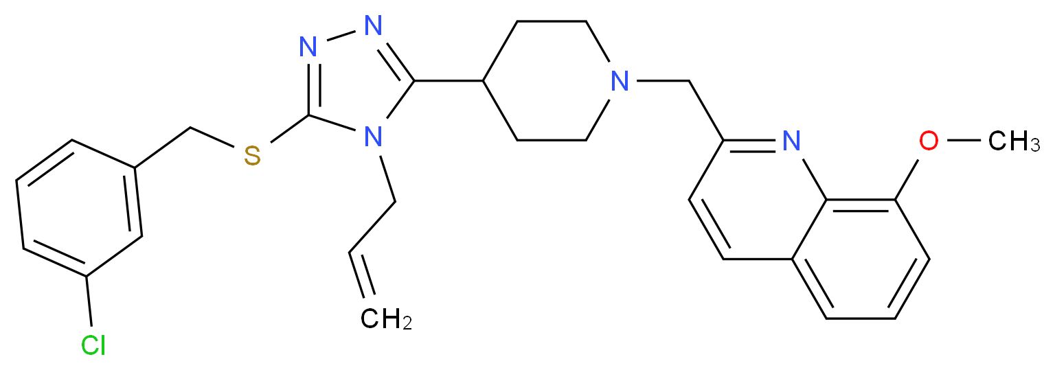 2-[(4-{4-allyl-5-[(3-chlorobenzyl)thio]-4H-1,2,4-triazol-3-yl}-1-piperidinyl)methyl]-8-methoxyquinoline_分子结构_CAS_)