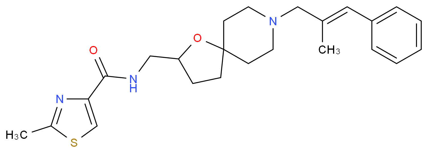 2-methyl-N-({8-[(2E)-2-methyl-3-phenyl-2-propen-1-yl]-1-oxa-8-azaspiro[4.5]dec-2-yl}methyl)-1,3-thiazole-4-carboxamide_分子结构_CAS_)