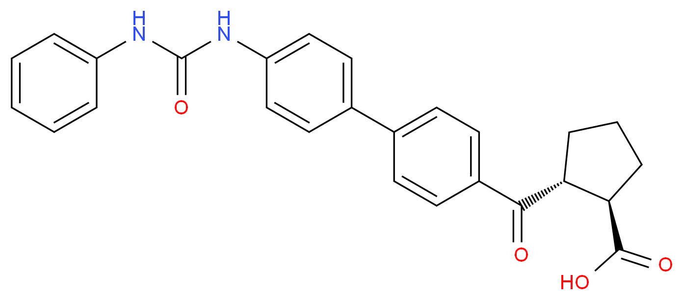 (1R,2R)-2-(4-{4-[(phenylcarbamoyl)amino]phenyl}benzoyl)cyclopentane-1-carboxylic acid_分子结构_CAS_959122-11-3