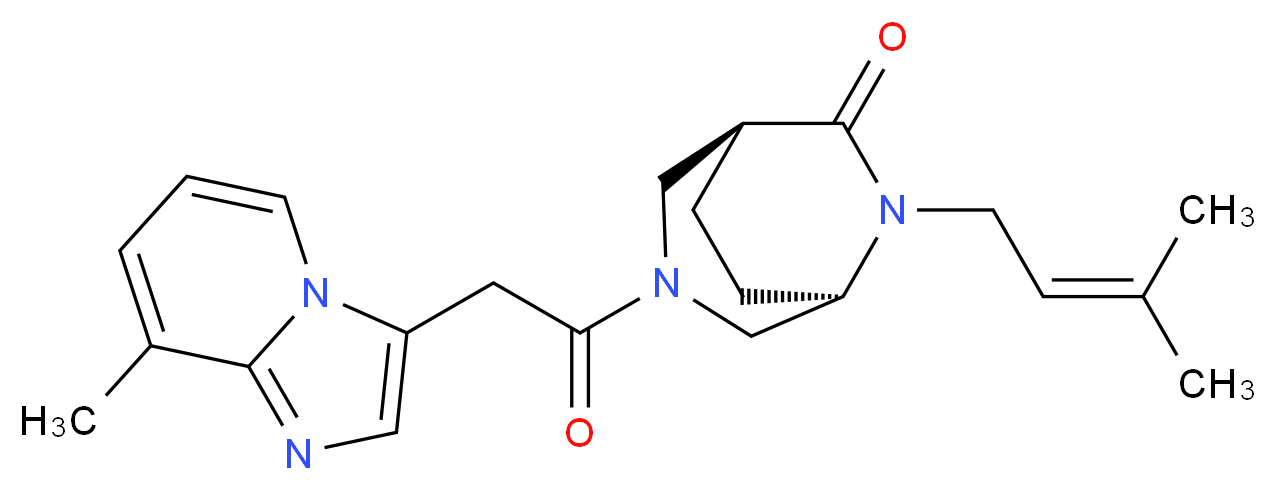 (1S*,5R*)-6-(3-methylbut-2-en-1-yl)-3-[(8-methylimidazo[1,2-a]pyridin-3-yl)acetyl]-3,6-diazabicyclo[3.2.2]nonan-7-one_分子结构_CAS_)