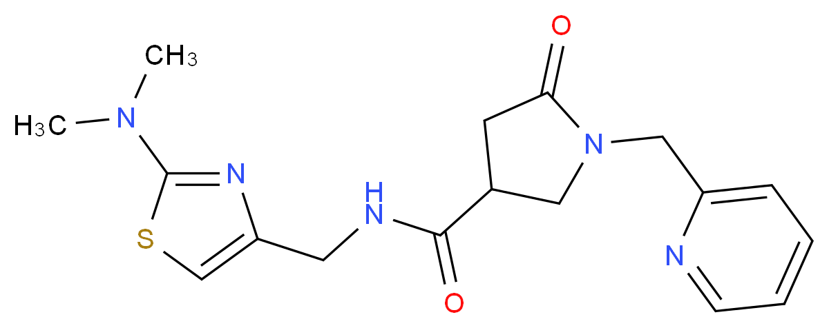 N-{[2-(dimethylamino)-1,3-thiazol-4-yl]methyl}-5-oxo-1-(2-pyridinylmethyl)-3-pyrrolidinecarboxamide_分子结构_CAS_)
