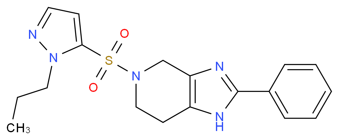 2-phenyl-5-[(1-propyl-1H-pyrazol-5-yl)sulfonyl]-4,5,6,7-tetrahydro-1H-imidazo[4,5-c]pyridine_分子结构_CAS_)