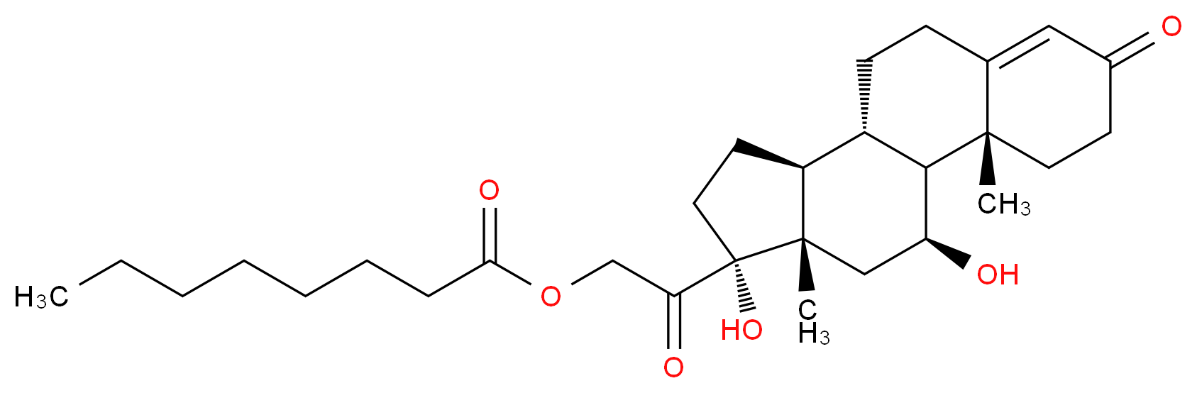 2-[(1S,2R,10S,11S,14R,15S,17S)-14,17-dihydroxy-2,15-dimethyl-5-oxotetracyclo[8.7.0.0<sup>2</sup>,<sup>7</sup>.0<sup>1</sup><sup>1</sup>,<sup>1</sup><sup>5</sup>]heptadec-6-en-14-yl]-2-oxoethyl octanoate_分子结构_CAS_6678-14-4