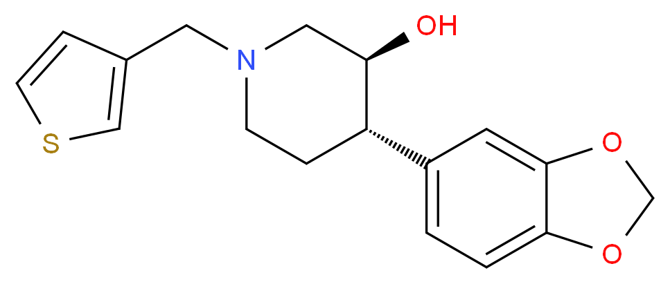 (3S*,4S*)-4-(1,3-benzodioxol-5-yl)-1-(3-thienylmethyl)piperidin-3-ol_分子结构_CAS_)