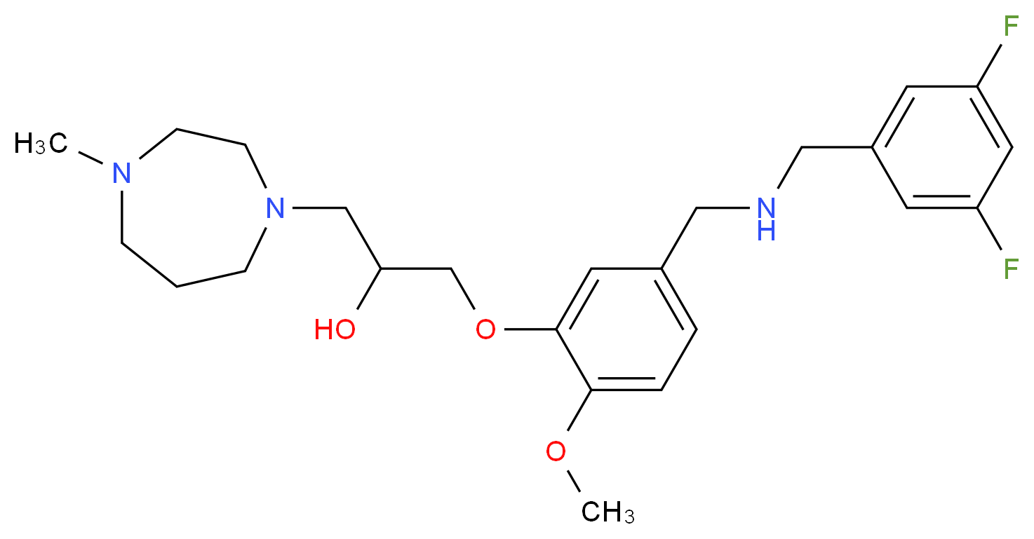 1-(5-{[(3,5-difluorobenzyl)amino]methyl}-2-methoxyphenoxy)-3-(4-methyl-1,4-diazepan-1-yl)-2-propanol_分子结构_CAS_)