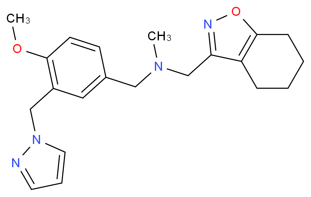 1-[4-methoxy-3-(1H-pyrazol-1-ylmethyl)phenyl]-N-methyl-N-(4,5,6,7-tetrahydro-1,2-benzisoxazol-3-ylmethyl)methanamine_分子结构_CAS_)