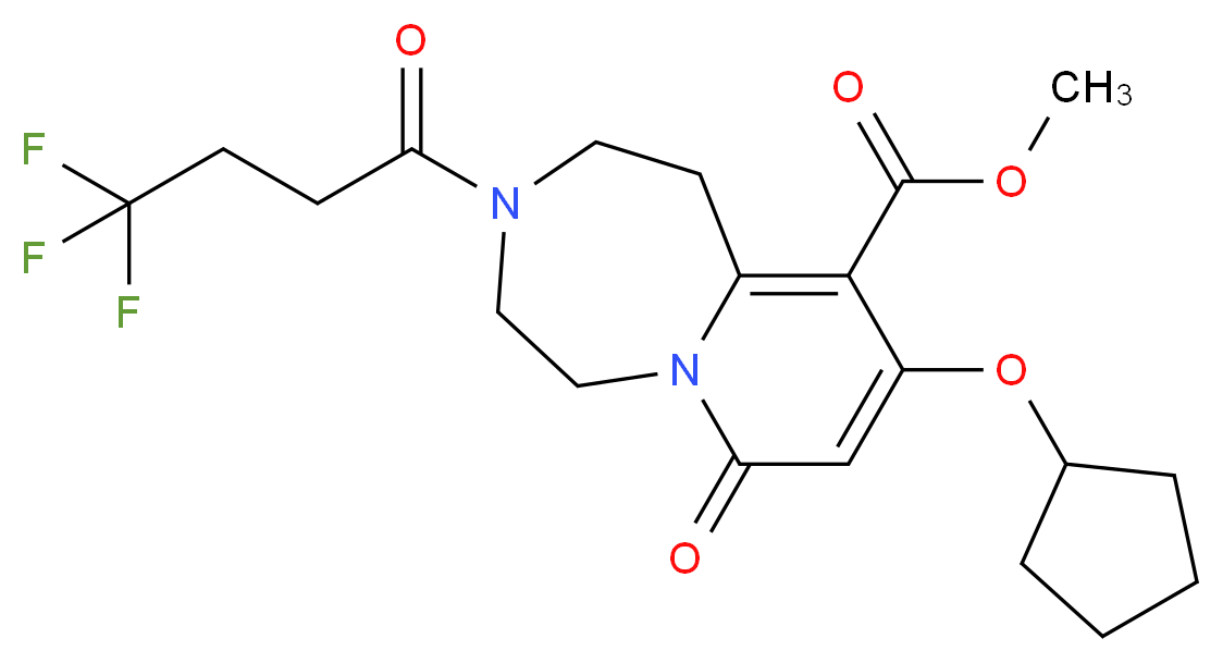methyl 9-(cyclopentyloxy)-7-oxo-3-(4,4,4-trifluorobutanoyl)-1,2,3,4,5,7-hexahydropyrido[1,2-d][1,4]diazepine-10-carboxylate_分子结构_CAS_)