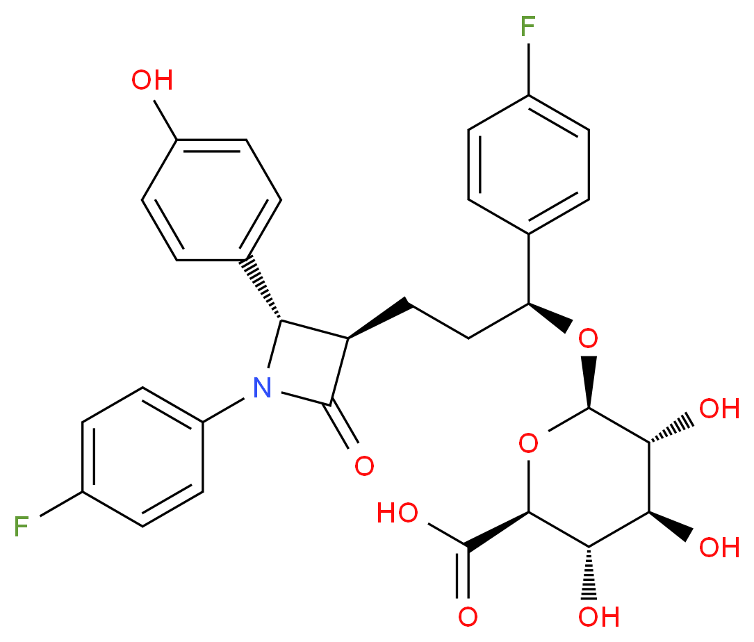 (2S,3S,4S,5R,6R)-6-[(1S)-1-(4-fluorophenyl)-3-[(2S,3R)-1-(4-fluorophenyl)-2-(4-hydroxyphenyl)-4-oxoazetidin-3-yl]propoxy]-3,4,5-trihydroxyoxane-2-carboxylic acid_分子结构_CAS_536709-33-8