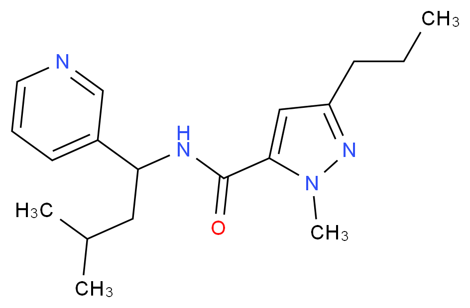 1-methyl-N-[3-methyl-1-(3-pyridinyl)butyl]-3-propyl-1H-pyrazole-5-carboxamide_分子结构_CAS_)