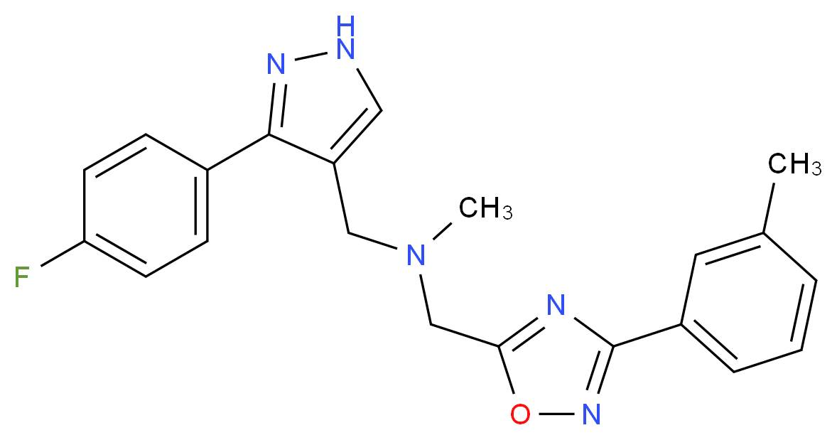 1-[3-(4-fluorophenyl)-1H-pyrazol-4-yl]-N-methyl-N-{[3-(3-methylphenyl)-1,2,4-oxadiazol-5-yl]methyl}methanamine_分子结构_CAS_)