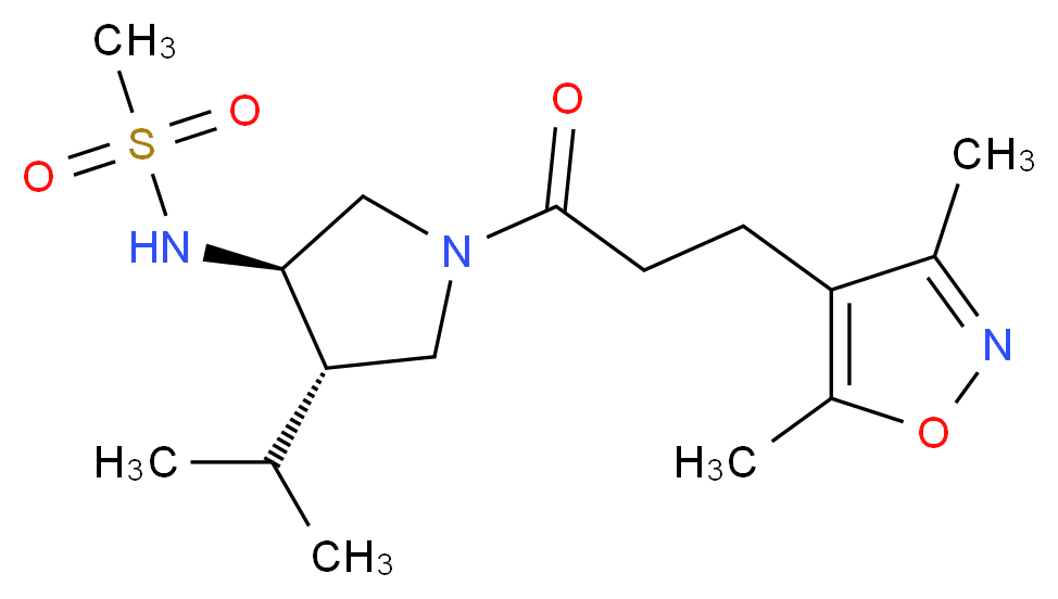 N-{(3R*,4S*)-1-[3-(3,5-dimethyl-4-isoxazolyl)propanoyl]-4-isopropyl-3-pyrrolidinyl}methanesulfonamide_分子结构_CAS_)