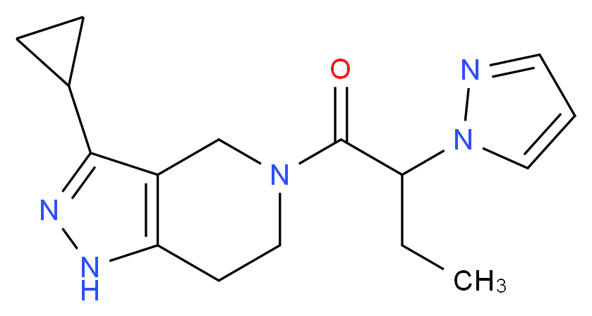 3-cyclopropyl-5-[2-(1H-pyrazol-1-yl)butanoyl]-4,5,6,7-tetrahydro-1H-pyrazolo[4,3-c]pyridine_分子结构_CAS_)
