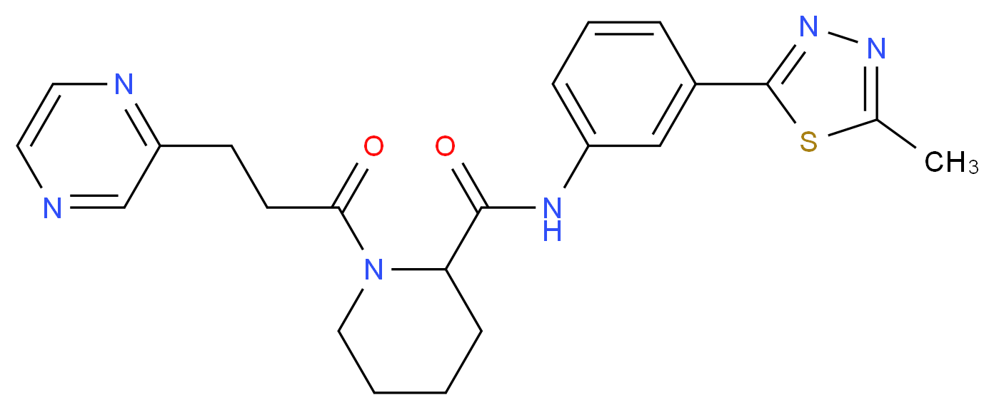 N-[3-(5-methyl-1,3,4-thiadiazol-2-yl)phenyl]-1-[3-(2-pyrazinyl)propanoyl]-2-piperidinecarboxamide_分子结构_CAS_)