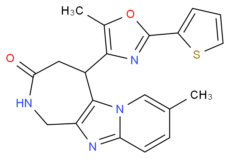 8-methyl-5-[5-methyl-2-(2-thienyl)-1,3-oxazol-4-yl]-1,2,4,5-tetrahydro-3H-pyrido[1',2':1,2]imidazo[4,5-c]azepin-3-one_分子结构_CAS_)