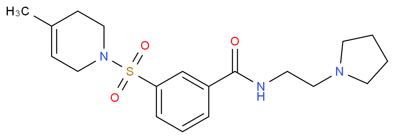 3-[(4-methyl-3,6-dihydropyridin-1(2H)-yl)sulfonyl]-N-(2-pyrrolidin-1-ylethyl)benzamide_分子结构_CAS_)