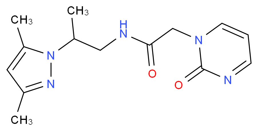 N-[2-(3,5-dimethyl-1H-pyrazol-1-yl)propyl]-2-(2-oxopyrimidin-1(2H)-yl)acetamide_分子结构_CAS_)