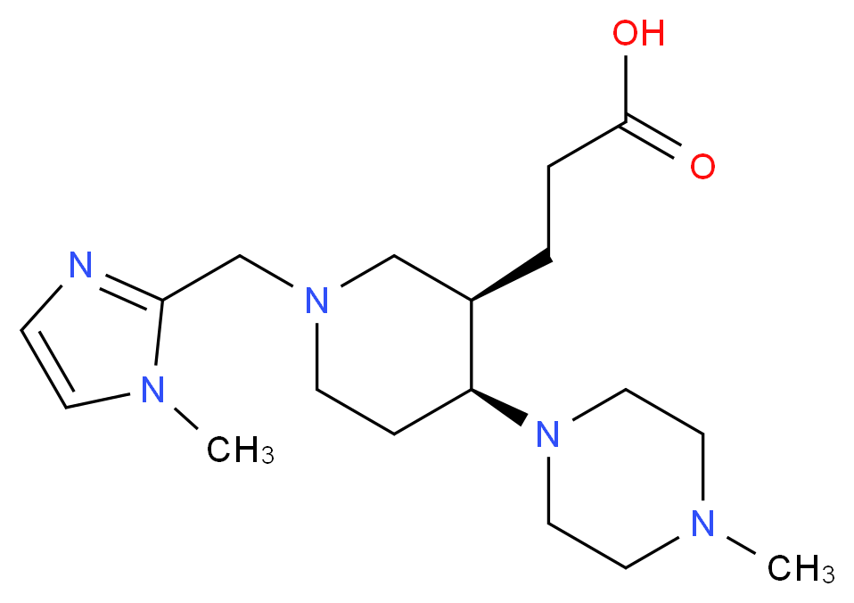 3-[(3R*,4S*)-1-[(1-methyl-1H-imidazol-2-yl)methyl]-4-(4-methylpiperazin-1-yl)piperidin-3-yl]propanoic acid_分子结构_CAS_)