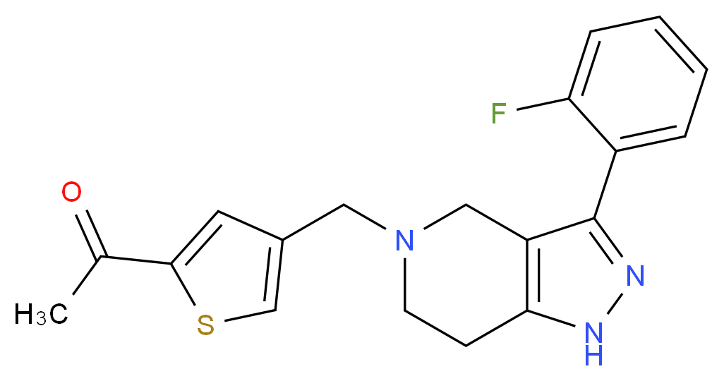 1-(4-{[3-(2-fluorophenyl)-1,4,6,7-tetrahydro-5H-pyrazolo[4,3-c]pyridin-5-yl]methyl}-2-thienyl)ethanone_分子结构_CAS_)