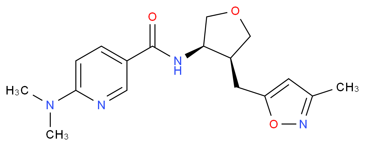 6-(dimethylamino)-N-{(3R*,4S*)-4-[(3-methylisoxazol-5-yl)methyl]tetrahydrofuran-3-yl}nicotinamide_分子结构_CAS_)