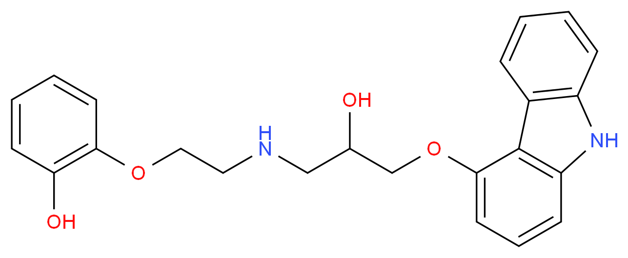 2-(2-{[3-(9H-carbazol-4-yloxy)-2-hydroxypropyl]amino}ethoxy)phenol_分子结构_CAS_72956-44-6