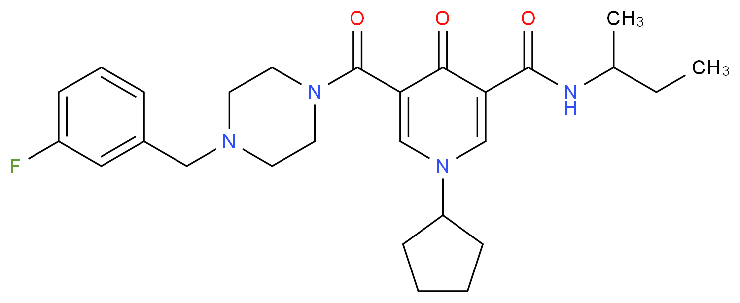 N-(sec-butyl)-1-cyclopentyl-5-{[4-(3-fluorobenzyl)-1-piperazinyl]carbonyl}-4-oxo-1,4-dihydro-3-pyridinecarboxamide_分子结构_CAS_)