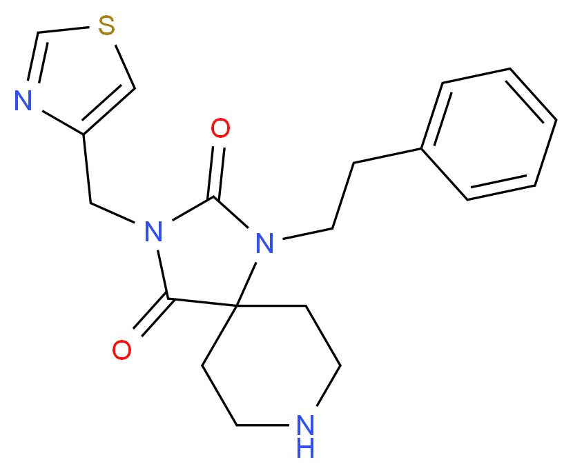 1-(2-phenylethyl)-3-(1,3-thiazol-4-ylmethyl)-1,3,8-triazaspiro[4.5]decane-2,4-dione_分子结构_CAS_)