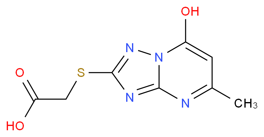 2-({7-hydroxy-5-methyl-[1,2,4]triazolo[1,5-a]pyrimidin-2-yl}sulfanyl)acetic acid_分子结构_CAS_67740-23-2
