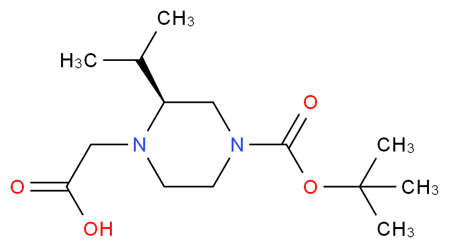 (S)-2-(4-(tert-butoxycarbonyl)-2-isopropylpiperazin-1-yl)acetic acid_分子结构_CAS_1240587-74-9)