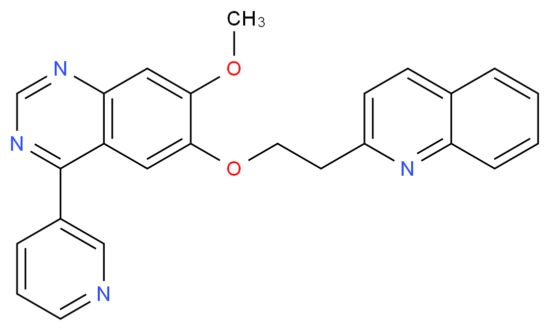 7-methoxy-4-(pyridin-3-yl)-6-[2-(quinolin-2-yl)ethoxy]quinazoline_分子结构_CAS_1006890-01-2