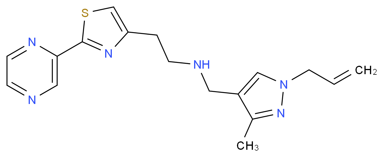 N-[(1-allyl-3-methyl-1H-pyrazol-4-yl)methyl]-2-(2-pyrazin-2-yl-1,3-thiazol-4-yl)ethanamine_分子结构_CAS_)