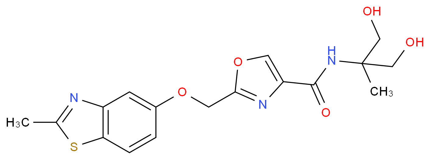 N-[2-hydroxy-1-(hydroxymethyl)-1-methylethyl]-2-{[(2-methyl-1,3-benzothiazol-5-yl)oxy]methyl}-1,3-oxazole-4-carboxamide_分子结构_CAS_)