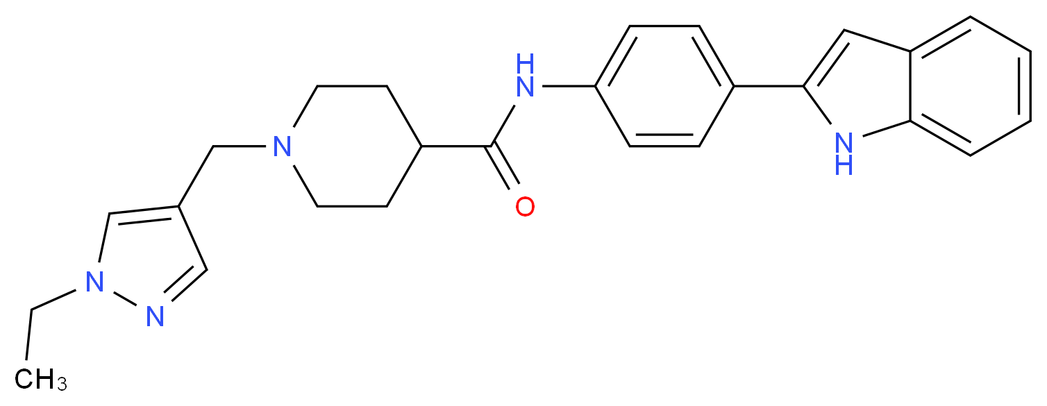 1-[(1-ethyl-1H-pyrazol-4-yl)methyl]-N-[4-(1H-indol-2-yl)phenyl]-4-piperidinecarboxamide_分子结构_CAS_)