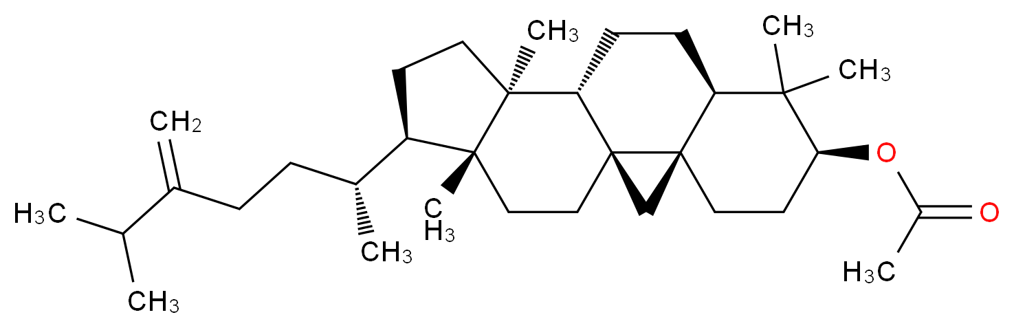 (1S,3R,6S,8R,11S,12S,15R,16R)-7,7,12,16-tetramethyl-15-[(2R)-6-methyl-5-methylideneheptan-2-yl]pentacyclo[9.7.0.0<sup>1</sup>,<sup>3</sup>.0<sup>3</sup>,<sup>8</sup>.0<sup>1</sup><sup>2</sup>,<sup>1</sup><sup>6</sup>]octadecan-6-yl acetate_分子结构_CAS_1259-94-5