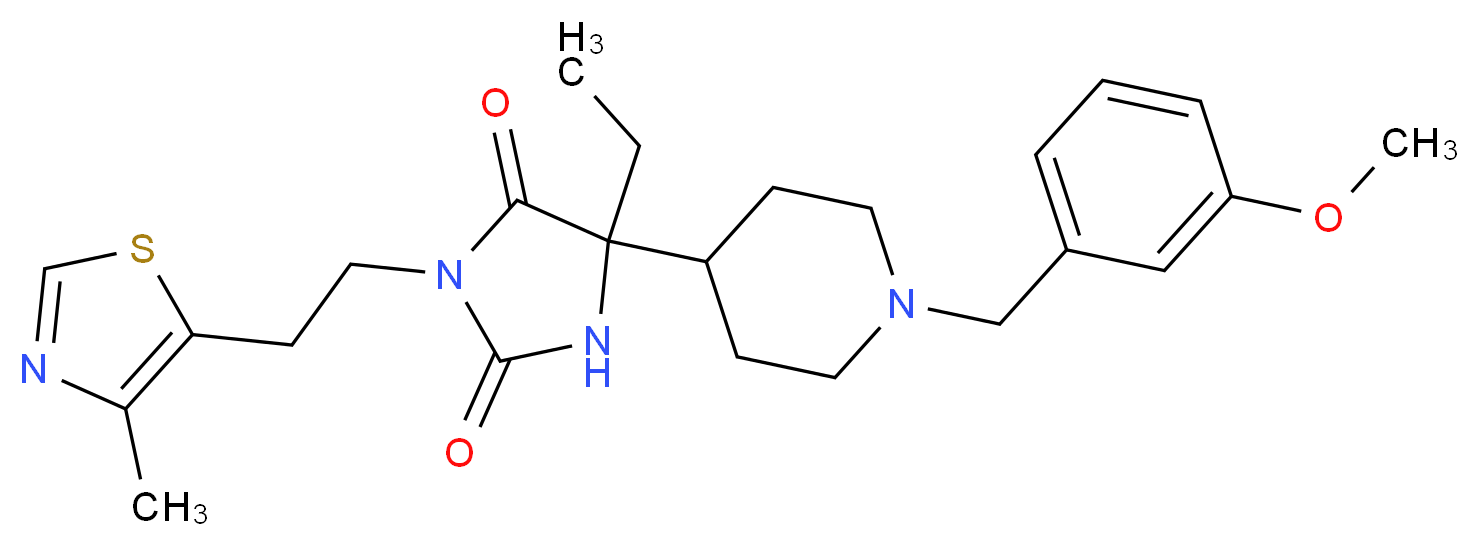 5-ethyl-5-[1-(3-methoxybenzyl)-4-piperidinyl]-3-[2-(4-methyl-1,3-thiazol-5-yl)ethyl]-2,4-imidazolidinedione_分子结构_CAS_)