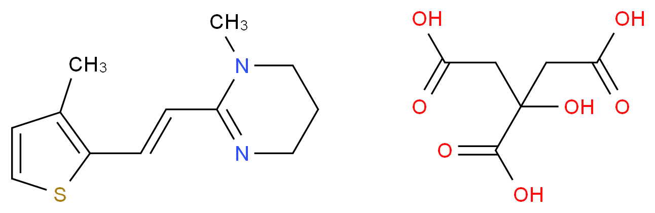 1-methyl-2-[(E)-2-(3-methylthiophen-2-yl)ethenyl]-1,4,5,6-tetrahydropyrimidine; 2-hydroxypropane-1,2,3-tricarboxylic acid_分子结构_CAS_69525-81-1